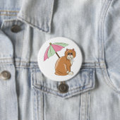 ビーチ猫(ピンクとグリーンの傘) 缶バッジ (インサイチュ)