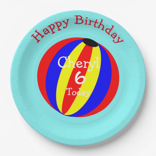 ビーチ球おもしろいカラフル ペーパープレート (正面)