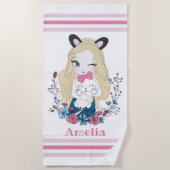 ビーチ用タオル |かわいいフローラ名前をカスタムする ビーチタオル (正面)