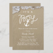 ビーチ男の子のシャワー 招待状 (正面/裏面)