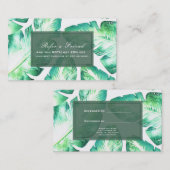 ビーチ白い緑のトロピカル離れなトロピカルの友人を参照 紹介カード (正面/裏面)