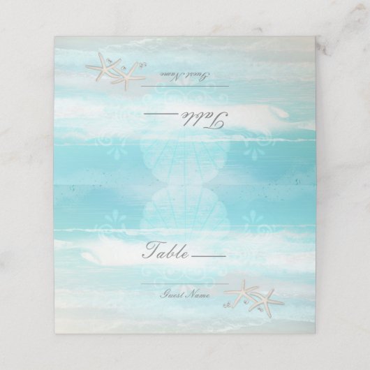 ビーチ白ヒトデエレガントサマーテーブルナンバー プレイスカード (外部開封)