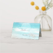 ビーチ白ヒトデエレガントサマーテーブルナンバー プレイスカード (正面)