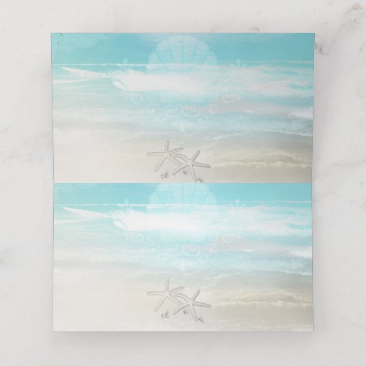 ビーチ白ヒトデエレガントサマーテーブルナンバー プレイスカード (内部開封)