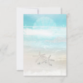 ビーチ白ヒトデエレガントサマーテーブルナンバー 招待状 (裏面)