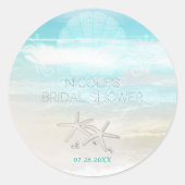 ビーチ白ヒトデエレガントサマーパーティーの好意 ラウンドシール (正面)