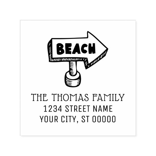 ビーチ矢印の方向記号名差出人住所 セルフインキングスタンプ (デザイン)