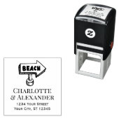 ビーチ矢印方向看板 カップル 戻り先住所 セルフインキングスタンプ (インサイチュ)