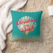 ビーチ砂とシーシェルでの沿岸クリスマス クッション (ブランケット)