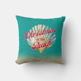 ビーチ砂とシーシェルでの沿岸クリスマス クッション