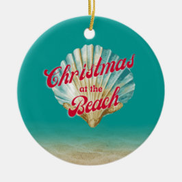 ビーチ砂とシーシェルでの沿岸クリスマス セラミックオーナメント