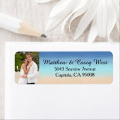 ビーチ砂と海の写真 ラベル (インサイチュ)