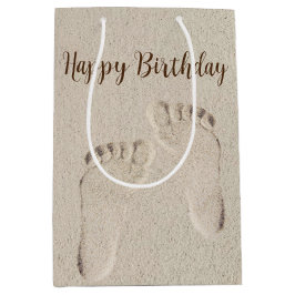 ビーチ砂のフットプリント ミディアムペーパーバッグ