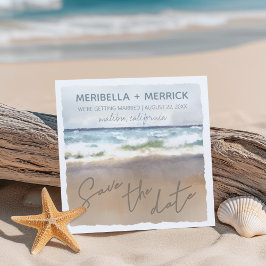 ビーチ砂の水の色の結婚式の日付を保存 セーブザデート