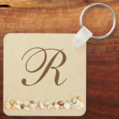 ビーチ砂の貝柱の行とモノグラム キーホルダー (裏面)