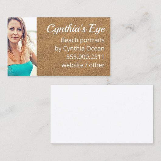 ビーチ砂はっきりした文字写真テンプレート 名刺 (正面/裏面)