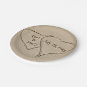 ビーチ砂ハート記念日パーティー ペーパープレート (アングル)