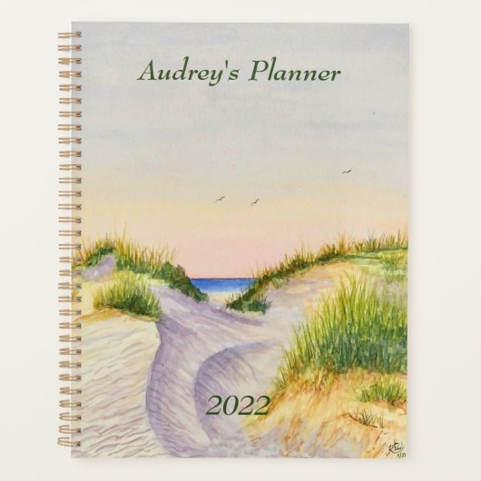 ビーチ砂丘、水彩沿岸シースケーププランナー プランナー手帳 (正面)