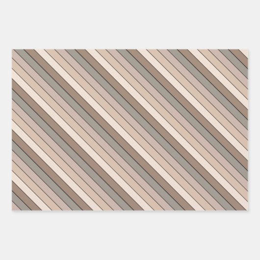 ビーチ砂地トーンストライプカラー水彩 ラッピングペーパーシート (正面)