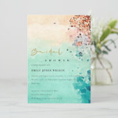 ビーチ砂岩水カラーブライダルシャワー招待状 サンキューカード (スタンド正面)