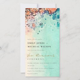 ビーチ砂岩水彩発願リニューアル招待状 サンキューカード