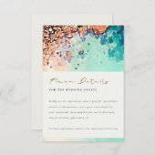 ビーチ砂岩水彩色結婚詳細 エンクロージャーカード (正面/裏面)
