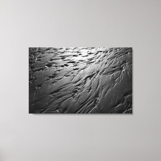 ビーチ砂模様の白黒の写真 キャンバスプリント (正面)