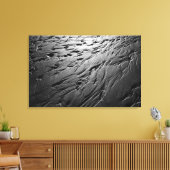 ビーチ砂模様の白黒の写真 キャンバスプリント (インサイチュ (リビング))