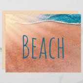 ビーチ砂浜の青い海波のデコページ (正面/裏面)