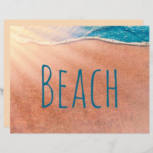 ビーチ砂浜の青い海波のデコページ (正面/裏面)