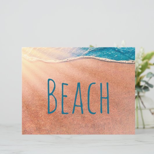 ビーチ砂浜の青い海波のデコページ (スタンド正面)