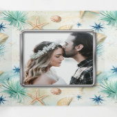 ビーチ砂海波シーシェル航海のシック 三つ折り招待状 (内部中)