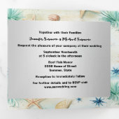 ビーチ砂海波シーシェル航海のシック 三つ折り招待状 (内部最初)