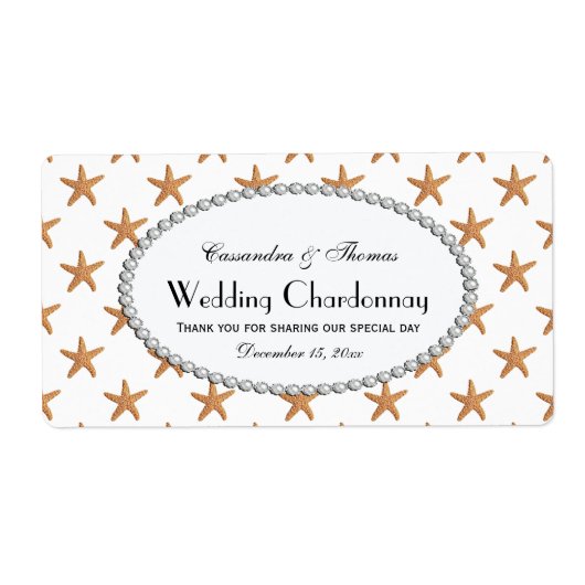 ビーチ砂糖ヒトデ真珠2Hワインボトルラベル ラベル (正面)