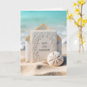 ビーチ砂結婚に25周年記念カード カード (黄色い花)