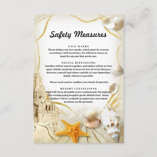 ビーチ砂結婚城の安全対策 エンクロージャーカード (正面)