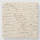 ビーチ砂足跡 ストーンコースター (正面)