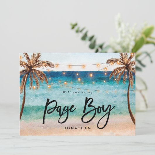 ビーチ私のページの男の子の提案カードです サンキューカード (スタンド正面)