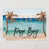 ビーチ私のページの男の子の提案カードです サンキューカード (正面/裏面)