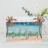 ビーチ私のメイド・オブ・オーナー(花嫁付き添い人)の提案カードです サンキューカード (スタンド正面)