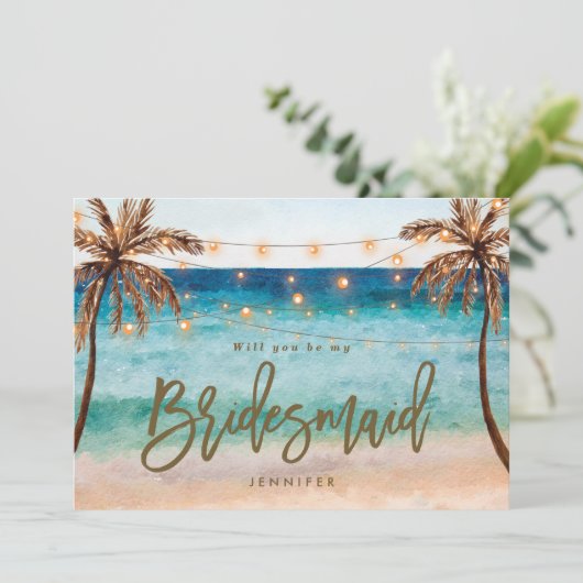 ビーチ私の新婦付添人の提案カードです サンキューカード (スタンド正面)