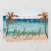 ビーチ私の新婦付添人の提案カードです サンキューカード (正面/裏面)