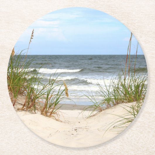 ビーチ紙コースター ラウンドペーパーコースター (正面)