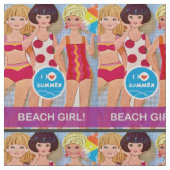 ビーチ紙人形織物 ファブリック (クローズアップ)