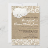 ビーチ素朴ウォームバーラップレース結婚式招待状 招待状 (正面)