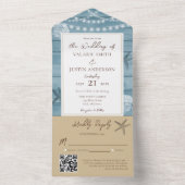 ビーチ素朴ウッド結婚ベージュの全て オールインワン招待状 (内側)