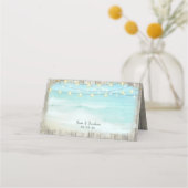 ビーチ素朴コースト木材ストリングラ結婚イト プレイスカード (裏面)