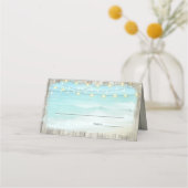 ビーチ素朴コースト木材ストリングラ結婚イト プレイスカード (正面)