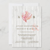 ビーチ素朴コーラルウッド結婚式招待状 招待状 (正面)
