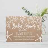 ビーチ素朴コーラルリーフ&スターフィッシュベビーシャワー 招待状 (スタンド正面)